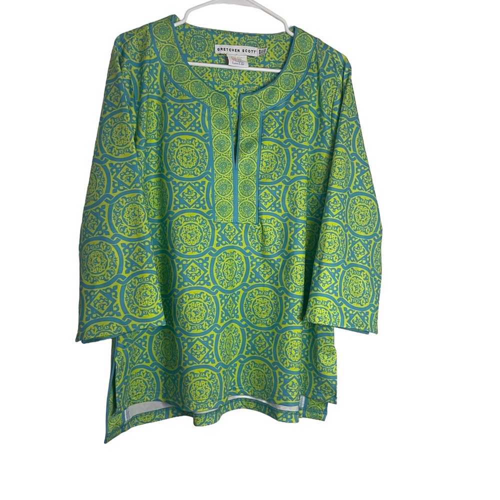 Gretchen Scott Designs Green and Blue Patterned Tunic